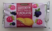 Gluteeniton täytetty pikkuleipä mustikka-vadelmatäytteellä