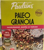 Paleo granola hasselpähkinä, manteli ja vadelma