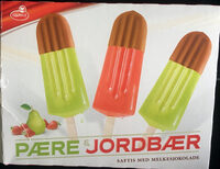 Pære & Jordbær saftis med melkesjokolade