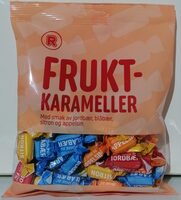 Fruktkarameller med smak av jordbær, blåbær, sitron og appelsin