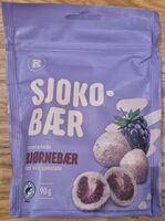 Frysetørkede bjørnebær overtrukket med hvit sjokolade