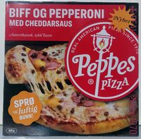 Biff & Pepperoni med Cheddarsaus