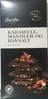 Karamell, mandler og havsalt mørk sjokolade