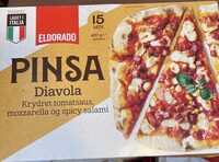 Pinsa Diavola Krydret tomatsaus, mozzarella og spicy salami