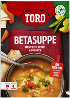 Betasuppe med potet, erter & bygggryn