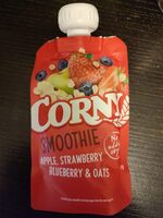 Corny smoothie apple strawberry blueberry and oats