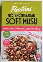 Paulúns Nötsmörsbakad Soft Müsli – hasselnötssmör, hallon och tranbär