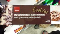Cookies med mørk sjokolade og melkesjokolade