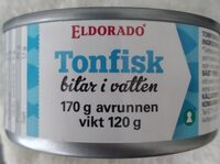 Tonfisk bitar i vatten