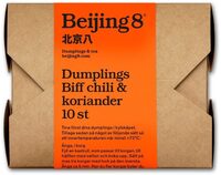 Beijing8 10 st. Dumpling Biff Chili & Koriander
