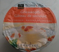 Gâteau de semoule avec des raisins secs