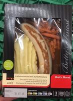 Veal roasting sausage with mashed potatoes