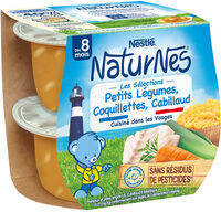 NESTLE NATURNES Les Sélections Ptits Légumes, Coquillettes, Cabillaud-2x200g-Dès 8mois