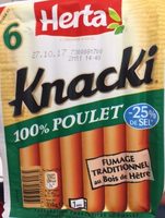 Knacki 100% poulet -25% de sel