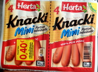 Knacki Mini - Saucisse cuite pur porc avec des protéines de lait