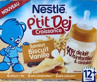 Brique Lait & Céréales Biscuit Vanille P'tit Dej Nestlé 2 x 250ML +
