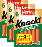 HERTA KNACKI Saucisses 100% Poulet x6 LOT 2+1