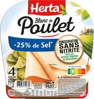 Blanc de poulet -25% sel cons.sans nitrite