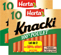 HERTA KNACKI Saucisses 100% Poulet x10 LOT 2 dt 50% OFFERT