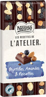 NESTLE L'ATELIER Tablette Chocolat noir myrtilles amandes - 170g