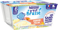 NESTLE P'TIT BRASSE Banane Pêche Sans Sucres Ajoutés 4x90g dès 6 mois