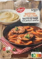 Galettes de viande avec purée et carottes
