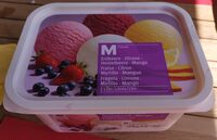 Glace à l'eau fraise/citron/myrtille/mangue