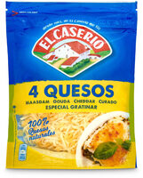 4 quesos: maasdam, gouda, cheddar, curado. Especial gratinar