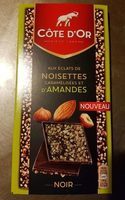 Chocolat noir aux éclats de noisettes caramélisés et d'amandes
