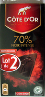 Chocolat 70% noir intense (lot de 2 x 100 g) Côte d'Or