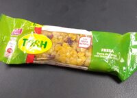 Barra de cereal con trozos de fresa