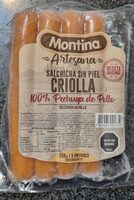 Salchicha de pollo criolla sin piel