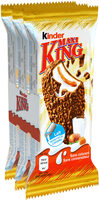 Kinder maxi king gouter frais fines gaufrettes enrobees de chocolat au lait et noisettes broyees, avec fourrage lait et caramel t3 pack de 3 etuis