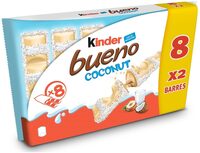 Kinder bueno white coco gaufrettes enrobees de chocolat blanc 8 x2 barres