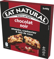 Barres chocolat noir amandes cranberries & noix de coco