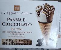 Panna e cioccolato 6 coni con granella di nocciola e di meringa