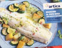 Branzino al pepe rosa con patate e zucchine grigliate