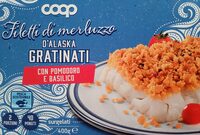 Filetti di merluzzo d’alaska gratinati con pomodoro e basilico