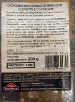 Croccole agli spinaci di merluzzo prefritte e congelate