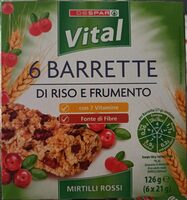 6 barrette di riso e frumento mirtilli rossi