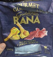 Alcachofas y jamón ibérico rana
