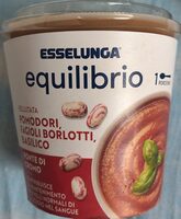 Vellutata pomodori, fagioli borlotti, basilico
