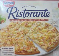 Ristorante pizza bianca con prosciutto e patate