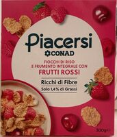 Cereale fiocchi di riso e frumento integrale frutti rossi