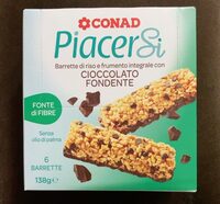 Barrette di riso e frumento integrale con cioccolato fondente