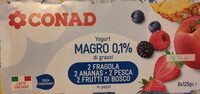 Conad yogurt magro 0,1% - 125g x 8 - fragola/ananas/pesca/frutti di bosco