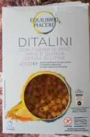 Ditalini con farina di riso, mais e quinoa