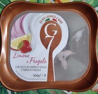 Gelato al limone e fragola con fragole semi candite (1,5%)