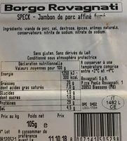 Speck jambon de porc affiné