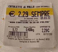Cotolette di pollo e spinaci